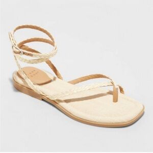 Women's Luisa Ankle Strap Thong Sandals - A New Day™ Beige size 7